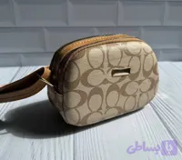 کیف پاسپورتی کوچ طرح‌دار دو زیپ کرم عسلی