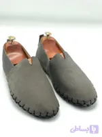 کالج چرم طبیعی طوسی زیره لاستیک کفی طبی چرم دور دوخت کد ۳۰۳۲