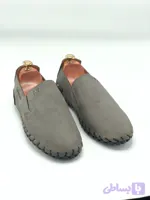 کالج چرم طبیعی طوسی زیره لاستیک کفی طبی چرم دور دوخت کد ۳۰۳۱
