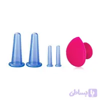 بادکش صورت سیلیکونی پک كامل ۴ عددی آبی تیره و فیس براش