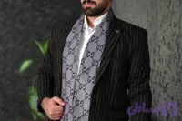 شال گردن برند گوچی طوسی ابریشمی چهارفصل