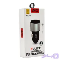 شارژر فندکی AKO AC‑C12 | دو پورت USB (2.4A و 1A) با PD و QC