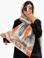 شال کتان نخ طرح برگ