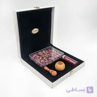 پک زعفران کادویی سوپرنگین عاقله 3 گرمی به همراه گل محمدی و هاون (کد 188)