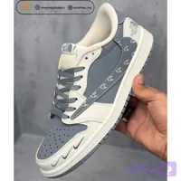 کفش مردانه نایک ایر جردن وان کرم طوسی Nike Air Jordan 1 با طراحی خاص
