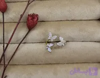انگشتر پروانه جواهری طلایی رنگ فری سایز آبکاری طلا قوی .نگینها مخراج کاری شده رنگ ثابت از آویدخت
