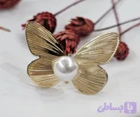 انگشتر پروانه مروارید دار طلایی آبکاری رادیوم قوی درجه یک یه طراحی ظریف و خاص فری سایز مناسب استفاده در مجالس از آویدخت تهیه کن