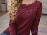 بلوز گپ بافت مجلسی وارداتی گیپور دار نگین دار با کیفیت زنانه