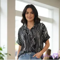 تونیک جلوباز کتان برشکا bershka - شومیزشاپ