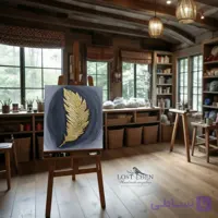 تابلو نقاشی ورق طلا اکریلیک طرح پر سبک مدرن سایز ۲۰ در۳۰