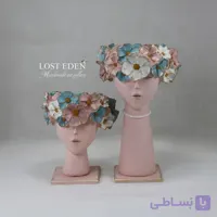 گلدان دختر گل به سر،مجسمه پلی استر،جاقلمی دست دوتایی