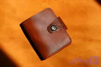 کیف پول جیبی چرم گاوی عسلی تیره