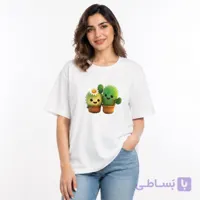 تیشرت زنانه نخ پنبه طرح کاکتوس فانتزی | قواره آزاد