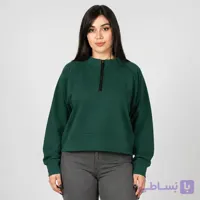 کراپ سویشرت زنانه مدل نیم زیپ