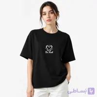 تیشرت پنبه ای طرح پروانه مدل Be Kind – رنگ مشکی و سفید (استایل لش و راحتی)