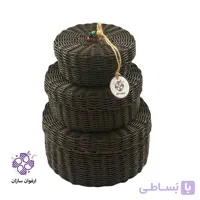 سبد حصیربافی ارغوان سازان مدل جوانه مجموعه 3 عددی