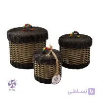 سبد حصیربافی مدل نارگون ارغوان سازان مجموعه 3 عددی