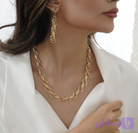 نیمست مجلسی( گردنبند و گوشواره) ،طلاروس ، رنگ ثابت و بدون حساسیت