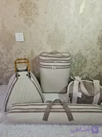 ست کامل پیکنیک پارچه‌ای شامل کاور قابلمه، فلاسک و سیخ (سرویس کامل)