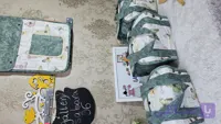 کاور قابلمه مکعبی پارچه‌ای (طرح پروانه و سبز پتینه) کد ۲۴