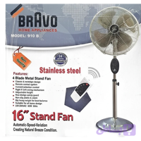 پنکه کنترل دار تمام استیل براوو مدل BRAVO 910B