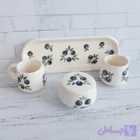 ست چای خوری سرامیکی دو نفره دست ساز طرح بلوبری