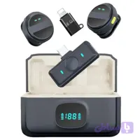 میکروفون یقه‌ای دو نفره SX21 با نویز کنسلینگ – مناسب Type-C و iPhone کپی