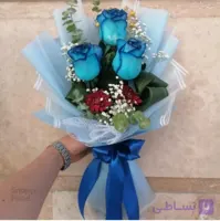 دسته گل طبیعی رز آبی هلندی کد(۷۷)