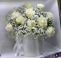 باکس ترند گل طبیعی رزسفید هلندی و ژیپسوفیلا کد (۱۰۰۶)