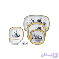 سرویس 6 نفره غذا خوری 27 پارچه چینی زرین سری کواترو طرح ویلیج درجه عالی