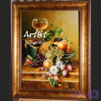 تابلو نقاشی گل و میوه و ظروف رنگ روغن