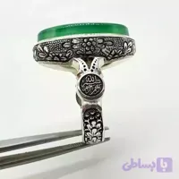 انگشتر عقیق سبز معدنی با رکاب دست ساز سفارشی