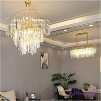 لوستر کریستالی مارپیچ مدرن و لوکس مدل گل رز مناسب با طراحی چشم‌نواز از جنس استیل ضدزنگ، مناسب برای اتاق نشیمن و اتاق خواب؛ چراغ سقفی با قابلیت تنظیم ارتفاع، مناسب برای اتاق غذاخوری و هتل با طراحی ساده و شیک دارای ست ناهارخوری کد 5013