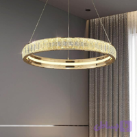 لوستر کریستالی ساده با سبک مدرن و لوکس (Light Luxury)، لوستر حلقه‌ای خلاقانه، مناسب برای نورپردازی اتاق نشیمن، اتاق غذاخوری و اتاق خواب، ابعاد ۶۰ و8۰ سانتی‌متر کد 5340