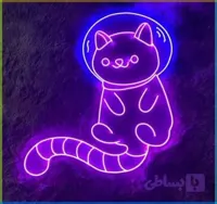 تابلو نئون گربه فضانورد