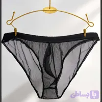 شورت اسلیپ فانتزی مردانه مشکی توری | مدل ساده نیمه‌شفاف با دوخت میانی و کش پهن | سایز L تا 2XL