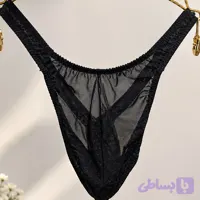 شورت تانگا توری مردانه مشکی | مدل فانتزی با پارچه مشبک لطیف
