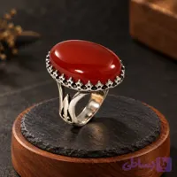 انگشتر آلیاژی باسنگ عقیق قرمز کد 7502