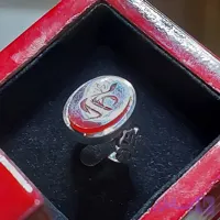 انگشتر نقره باسنگ عقیق قرمز حکاکی علی (علیه السلام) کد 7497