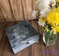 جعبه چوبی ام دی اف اکسسوری طرح برجسته و پتینه رنگ مشکی سایز ۲۵.۲۵.۱۰