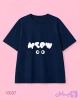 تیشرت بیگسایز سرمه ای طرح گربه MEOW