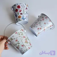 سطل فلزی گلدار
