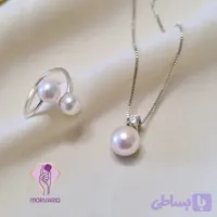 پلاک تک مروارید و انگشتر نیلوفر