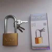 قفل آویز طرح برنجی 63 پایه بلند نیکا 12 عددی