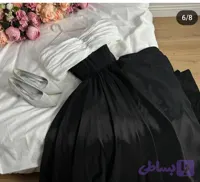 لباس شب تینیجری بلند بدون آستین جنس ساتن سیاه سفید