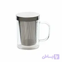 لیوان دمنوش پیرکس دسته دار صافی استیل بزرگ 280