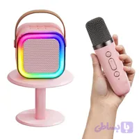اسپیکر شارژی بلوتوثی K12 دو میکروفون بی‌سیم، نورپردازی RGB، اسپیکر کارائوکه قابل حمل