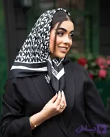 مینی اسکارف پک سفید مشکی دستمال سر
