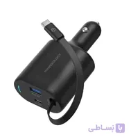 شارژر فندکی 115 واتی با کابل تایپ سی پاورولوژی مدل Powerology PCCSR019