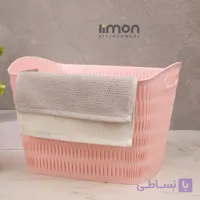 سبد لباس مستطیل طرح بامبو لیمون
